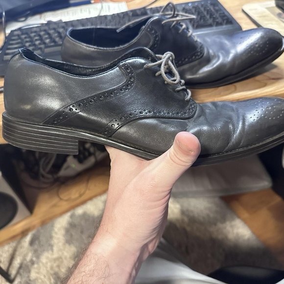 Aston Grey Black Wingtips Dress Shoes mens 12 US - Picture 3 of 10